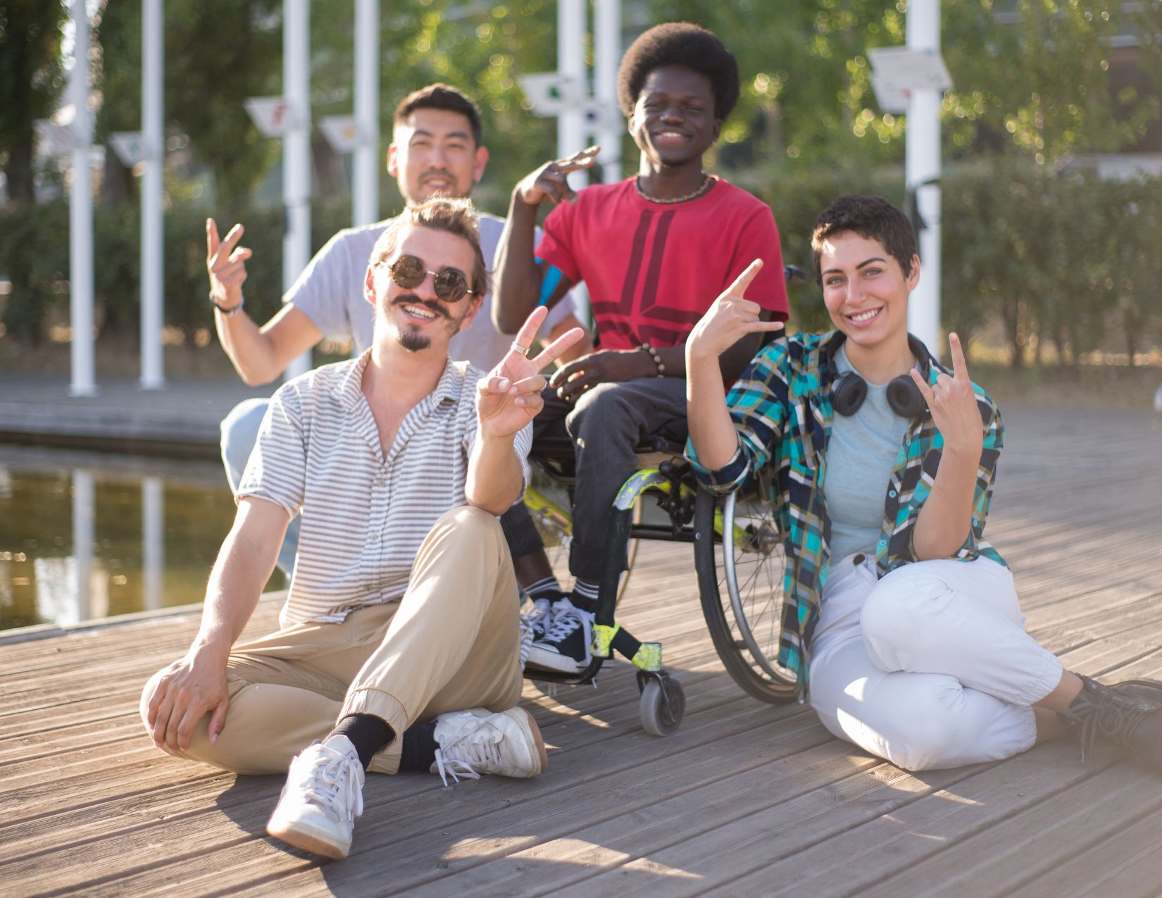 Young people celebrating entrepreneurship mixed race and ability